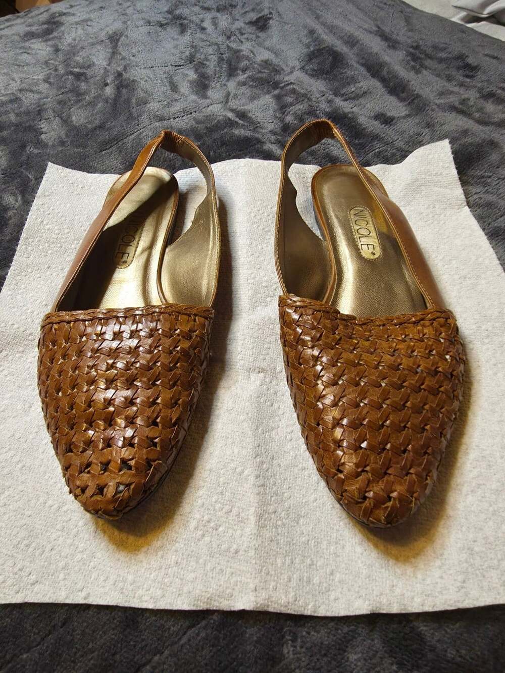 Nicole Woven Cognac Slingback Ballet Flats